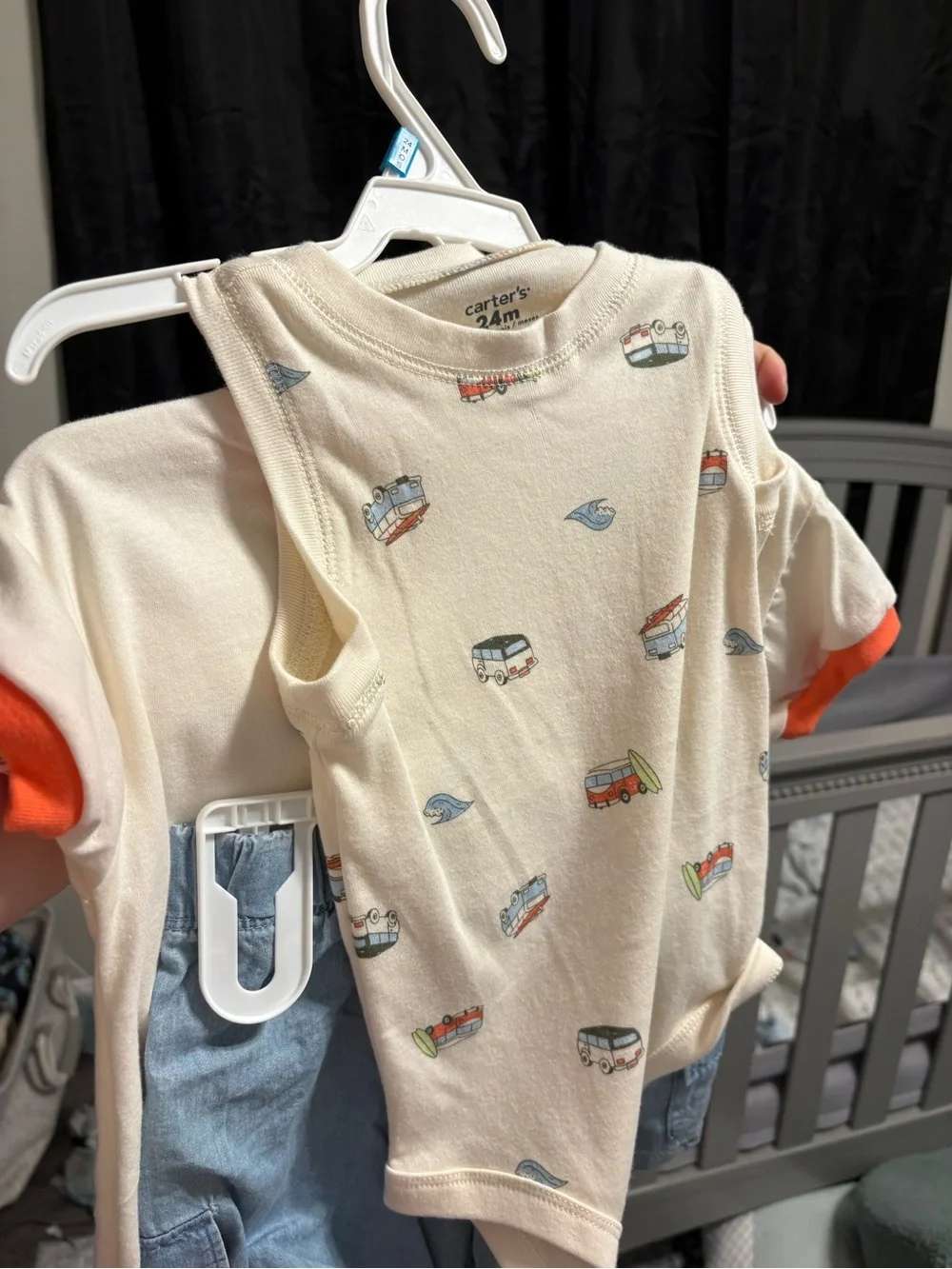 Carter's Cream Tee with Orange Trim and Red Surf Van Graphic